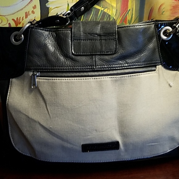 Black leather and canvas bag - Picture 2 of 6